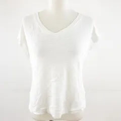バナナリパブリック BANANA REPUBLIC リネンカットソー Vネック フレンチスリーブ 白 XS *A147