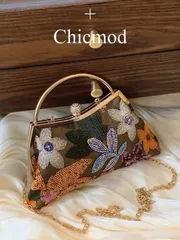 バッグ レディース ドレスバッグ 豪華なレース、スパンコール、刺繍フローラルパッチハンドバッグ、エレガントな婦人用イブニングクラッチバッグ、バンケット、パーティー、ショッピング、オフィス、大学、仕事、ビジネス、通勤