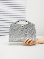 バッグ レディース ドレスバッグ 女性用スパンコールクラッチバッグ、エレガントなメタルチェーンショルダーバッグ、ミニマリストチェーンハードウェアデザインのファッション万能ハンドバッグ、パーティー、結婚式、卒業式、ガ