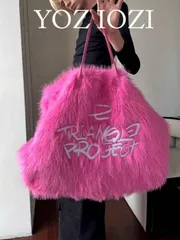 バッグ レディース トートバッグ 可愛らしい甘いガール アエステティック ピンク刺繍トートバッグ、アメリカンインスタイル ショルダー/脇下トートバッグ、ユニセックス ふわふわ大容量バッグ、愛らしい
