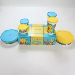 【TM_282】Tupperware タッパーウェア winnie the Pooh Sunny trio Gift くまのプーさん サマートリオギフト 保存容器 タッパー 蓋付きコップ ブルー イエロー