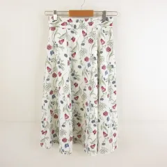 ミッシュマッシュ MISCH MASCH スカート ミディ丈 フレア 花柄 白 36 *T860