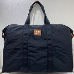 courreges クレージュ ボストンバッグ ブラウン レザー調 大容量