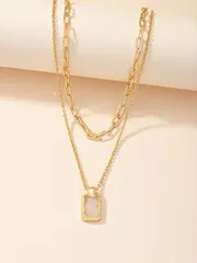 ジュエリー レディース ネックレス 幾何学模様チャーム レイヤードネックレス