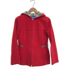 38M】バーバリーブルーレーベル Pコート ノバチェック ダブル ウール