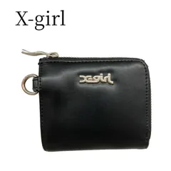 X-girl エックスガール 財布 コインケース ファスナー ブラック メタルロゴ コンパクト ウォレット Dカン付 ミニ財布 ストリート レディース カード入れ 小銭入れのサムネイル