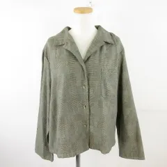 イーハイフンワールドギャラリー E HYPHEN WORLD GALLERY PEACE シャツジャケット チェック 長袖 ベージュ 黒 F *A295のサムネイル