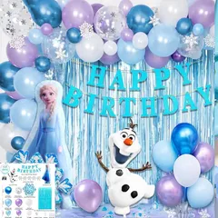 【新品】 68pcsアナと雪の女王 アナ雪 キャラクター 誕生日飾り付け バースデー飾り キャラクター風船 バルーン HAPPY BIRTHDAYバナー ケーキトッパー ステッカー 子供 誕生日お祝い 0