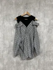 MAJESTIC LEGON マジェスティックレゴン チェック タンクセット 肩空きシャツ シャツ sizeM/黒 ■◇ レディースのサムネイル