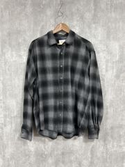 EMMA CLOTHES 엠마 클로즈 체크 비에라 기모 루즈 슬리브 유니섹스 넬 셔츠 sizeL/블랙 ■◇ 레이디스