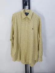 ポロラルフローレン シャツ イェロー CHECK 長袖 シャツ クラシックフィット m