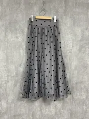 Apuweiser riche アプワイザー リッシェ ドット フレア フロッキー ロング スカート size2 Ｍ/黒 ■■ レディース