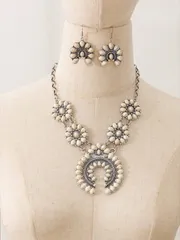 ジュエリー レディース セット 1セット 女性 ヴィンテージボヘミアンホースシューシェイプターコイズネックレス & ピアス