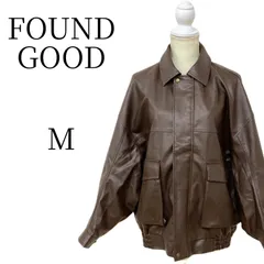 FOUND GOOD ファウンドグッド フェイクレザー ブルゾン ジャケット M ブラウン ジャンパー アウター オーバーサイズ ゆるだぼ ビッグシルエット カジュアル きれいめ タグ付き シンプル 秋 冬