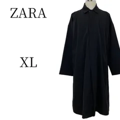ZARA ザラ ステンカラーコート XL 黒 ブラック ロングコート スプリングコート オーバーサイズ ゆるだぼ ストレッチ 大きいサイズ 無地 モード カジュアル ビジネス 春 秋のサムネイル