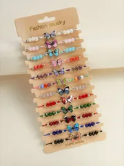 ジュエリー レディース ブレスレット セット 手作り 12個セット カラフル 動物 蝶 ポリマークレイ ブレスレット、パーティー、バケーション、ギフト、日常着用に適しています