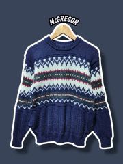 マックレガー ブラウン 立体ケーブル アラン柄 ケーブルニット L 