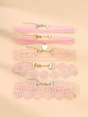 ジュエリー レディース ネックレス セット 5 ピース/セット ハート装飾レース チョーカー