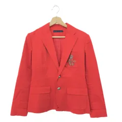 RALPH LAUREN ラルフローレン テーラードジャケット サイズ:4 エンブレム刺繍/銀釦   コットン混 レッド レディース / 240002233136