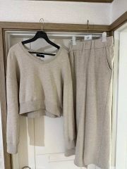 anuansアニュアンス 襟付きルーズニットセットアップ ショートパンツ 