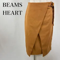 BEAMS HEART　ビームスハート　0　マスタード　上品　巻きスカート風　ラップスカート風　スエード調　膝丈スカート 4006