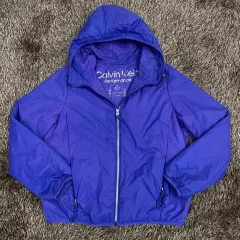 Calvin Klein カルバン・クライン パフォーマンス パープル フード 軽量ダウン アウター Mのサムネイル