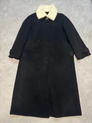 美品 総丈120㎝ ミンクファー カシミヤ100 コ-ト 黒 本毛皮 AA557