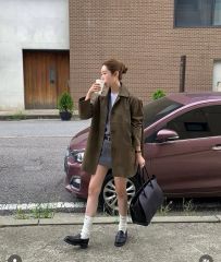 Studio Doe Wool ジャケットコート 吉田玲香さん着用 Studio Doe ウールジャケット コート ブラウン - メルカリ