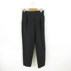 セシルマクビー CECIL McBEE スラックス テーパードパンツ アンクル ストライプ ストレッチ 黒 M *T420