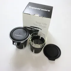 【TM_284】Tupperware タッパーウェア  Teaz Me Tea Mugs ティーズミーマグ 2個セット タンブラー カップ  蓋付き  スリーブ付き 温冷対応  耐熱ガラス