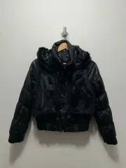PLASTICTOKYO ブラック ファー ダウン ジャケット S