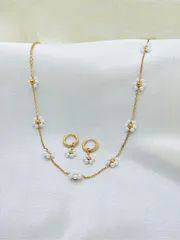 ジュエリー レディース セット ステンレス鋼編み込み フラワー ネックレス1個と小さい花のピアス1ペアのバレンタインセット
