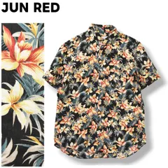 【美品】 日本製 ジュン レッド JUN RED JNRD 半袖 リネン アロハ シャツ ラウンドヘム カッタウェイ シングルポケット 2 ボタニカル 花柄 マルチカラー カジュアル ウェア メンズのサムネイル