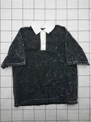 ◇ ⊂ ザラ ZARA ポロカラーデザイン 半袖Tシャツ ブラック系 メンズ Sサイズ E  【1604140005087】