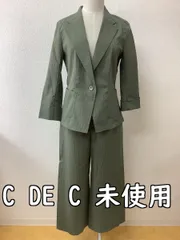 クードシャンス (C DE C) 定価36500円 タグ付き未使用 オリーブ色サッカー生地 パンツスーツ サイズジャケットL パンツMのサムネイル