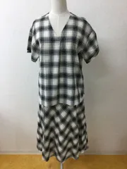 アンタイトル ベージュと黒チェック ブラウスとスカートセット