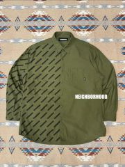neighborhood ノーカラーシャツ XL オリーブ - メルカリ