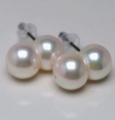 伊勢志摩英虞湾産あこや真珠 19.8 20.4mm 6.5-7 パールピアス - メルカリ