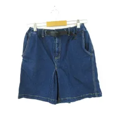 Indigo ショートデニムパンツ キュロット ストレッチ 青 M *A64