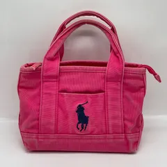 BN8654□ポロラルフローレン キャンバス トートバッグ ピンク 小さめ ポニー刺繡 ファスナー開閉