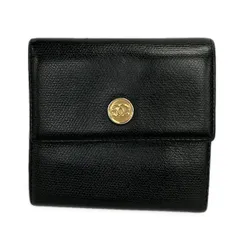 CHANEL(シャネル) Wホック財布 ココボタン 黒 レザー