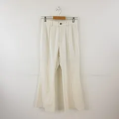 ジーユー GU カットソーカラーフレアスラックス パンツ ロング オフホワイト L *T644