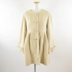 オリーブデオリーブ OLIVE des OLIVE ノーカラーコート ハーフ丈 長袖 ベージュ L *T777のサムネイル
