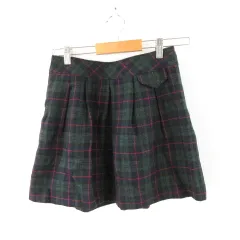 フレッドペリー FRED PERRY ミニスカート チェック 緑 紺 S *A555のサムネイル