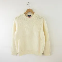 バックナンバー BACK NUMBER ワッフルニット セーター 長袖 オフホワイト 白 L *A642のサムネイル