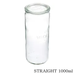WECK STRAIGHT 1000ml WE-908  ウェック ガラス保存容器 キャニスター ドイツ ガラス  ガラス蓋付 キッチン用品 食品保存 便利 小物入れ  保存容器 パスタ 粉物 シンプル 花瓶 雑貨 リサイクルガラス イチゴ かわいい 実用性のサムネイル