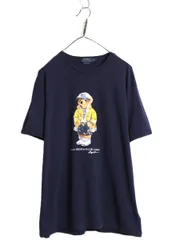 【お得なクーポン配布中!】 ポロベア ポロ ラルフローレン プリント 半袖 Tシャツ メンズ L 古着 キャラクター コットン カットソー シングルステッチ クルーネック 紺