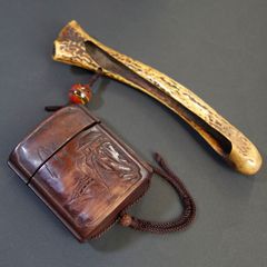 印籠 キセル入れ 在銘作品 木彫 - メルカリ