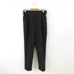 スラックス テーパードパンツ ロング ストレッチ 黒 L *T715