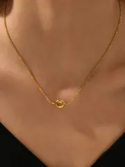 ジュエリー レディース ネックレス 1個 18Kゴールドメッキステンレススチールノット ネックレス、女性用ジュエリーギフト、デイリーウェア、ホリデープレゼント